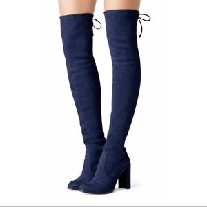 Stuart Weitzman Hiline OTK Suede Navy Boot
